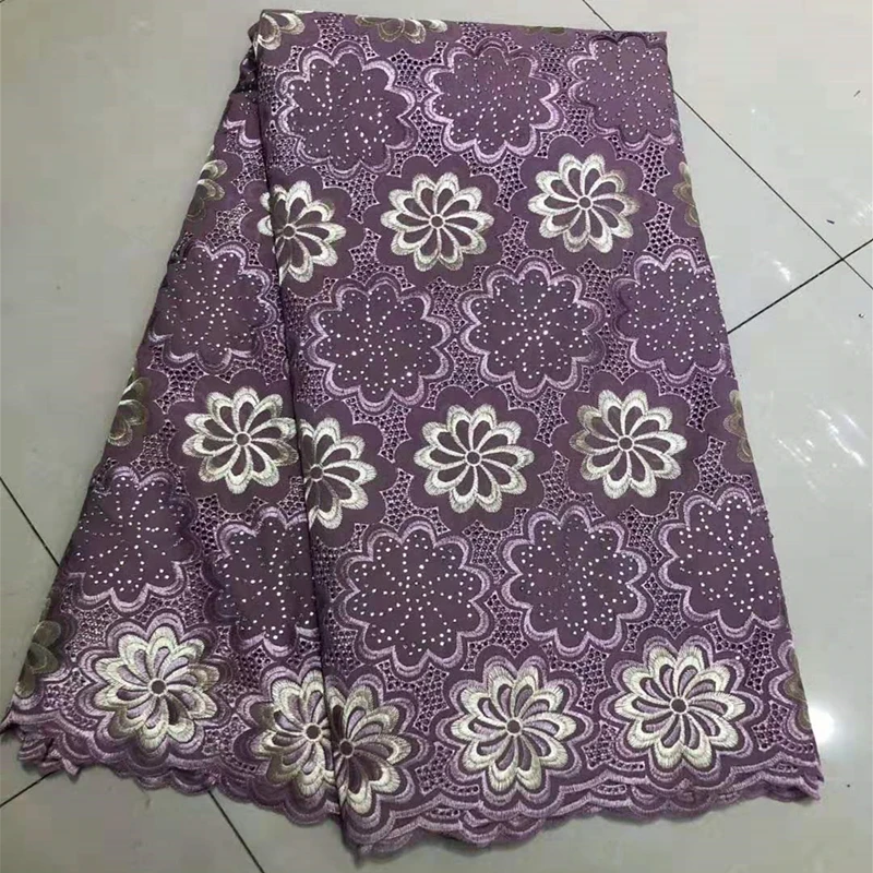 

New Design Breathable African Nigerian George Guipure Lace Fabric with Stones Embroidered Hollow Out Wax Lace Fabric For Sewing