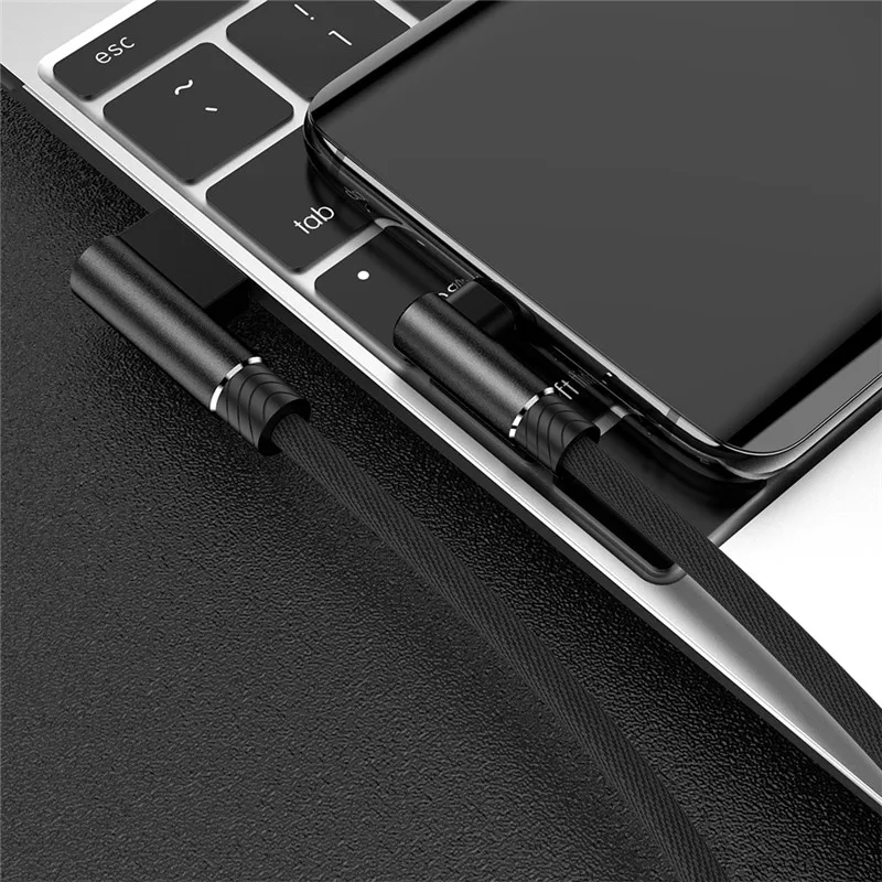 1 м 2 м 3 м 90 градусов 3 А быстрое зарядное устройство type c кабель для samsung A10 A50 S10 S9 S8 Xiaomi Mi 9 8 9T длинный провод USB C шнур для передачи данных - Цвет: Черный