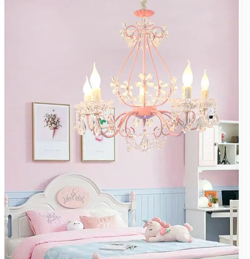 Современный розовый цвет прозрачная люстра лампа блеск свет K9 Хрустальный цветок AC люстра светильник украшение дома