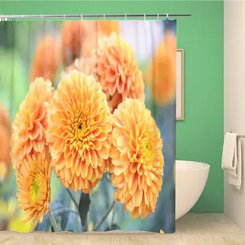 

Bathroom Shower Curtain Yellow Flower Hardy Mum Daisy in The Garden Fall Polyester Fabric 72x78 inches Waterproof Bath Curtain