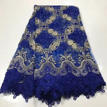 

2020 Latest African Lace Fabric High Quality Guipure lace For Wedding Dress Mesh Tulle Lace With Stones Nigerian Lace Fabrics