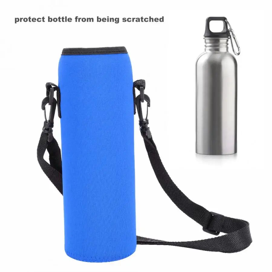 1L Water Bottle Cover Bag with Strap Neoprene Water Bottle Carrier Insulated Bag Pouch Holder with Shoulder Strap 4