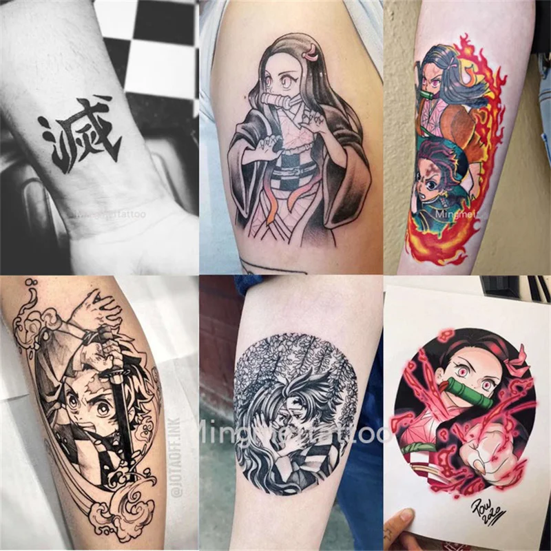 Anime Demon Slayer Kimetsu No Yaiba Tattoo Sticker Waterproof Cosplay Props Kamado Tanjirou Tattoo Gift Party Costume Props Aliexpress