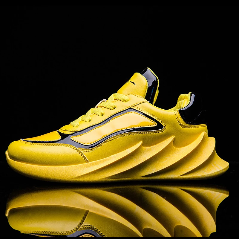 yellow sports shoes