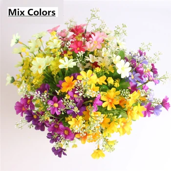 

28 Heads Artificial Plants Silk Chrysanthemum Flowers Bouquet Home Wedding Flowers
