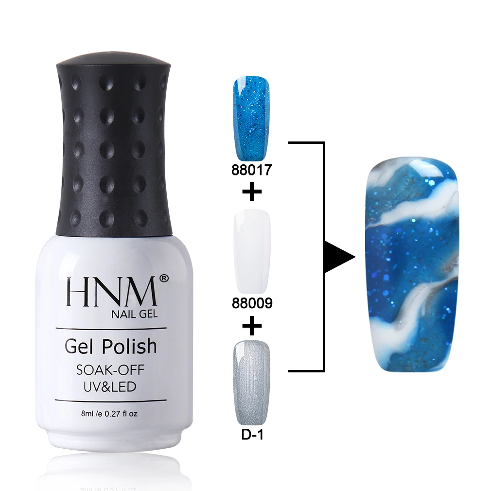 HNM сменный Гель-лак для ногтей маникюр Многоцветный Мраморный эффект цвет головокружение база D1 D2 D3 Лаки DIY УФ светодиодный лак - Цвет: 88017
