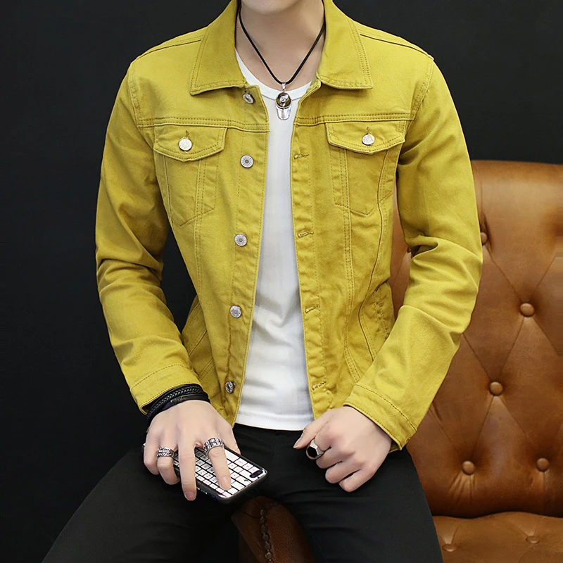 colored denim jacket