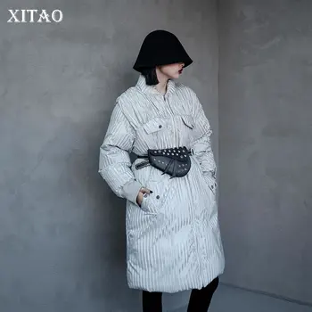 

XITAO Women Parkas Fashion New Elegant Irregular Striped Small Fresh Casual Style 2020 Winter Minority Loose Parkas ZY1645