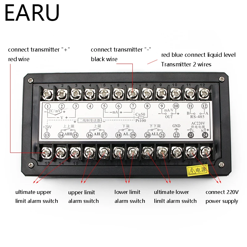 1pc AC85~260V Water Liquid Oil Level Pressure Contorller Light Column Display Universal Input 4-20MA Transmitter Sensor for Pump