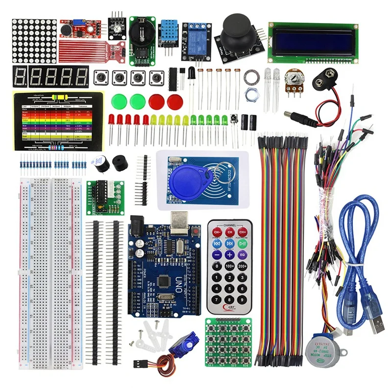 Промо-акция! Обновленная расширенная версия стартовый комплект для Arduino для UNO R3-для UNO R3 макетная плата и держатель Шаг Мотор/сервопривод/J