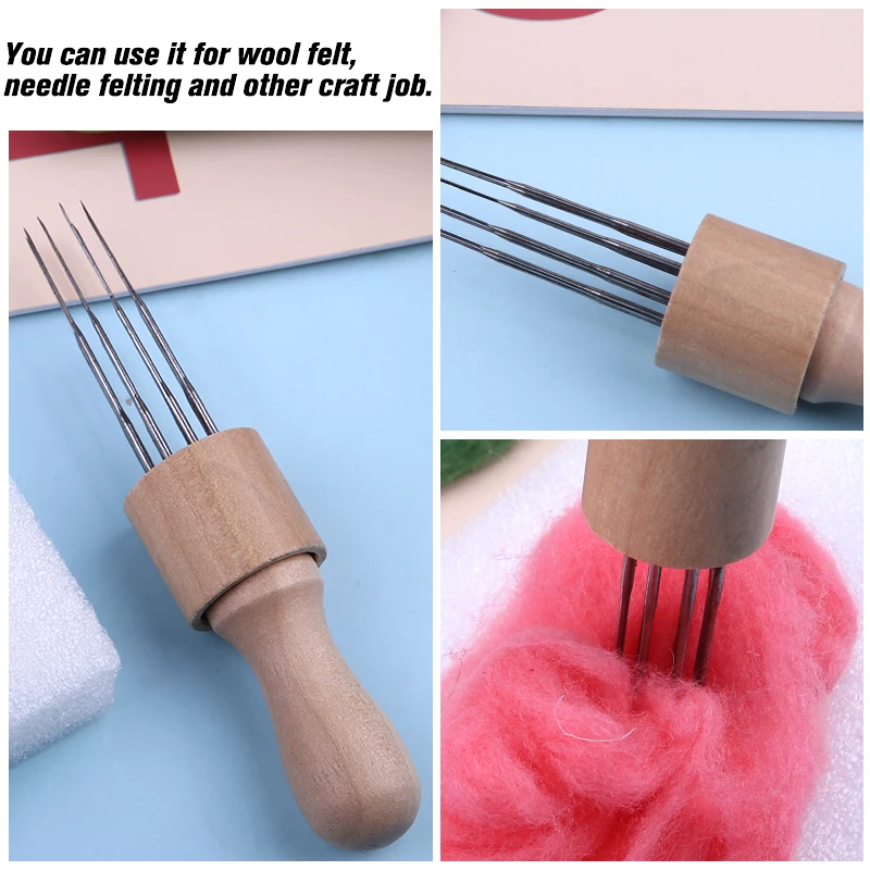 Lmdz Felting Needle With Eight Needles Wool Felt Tool Punch Tool With Solid  Wood Handle For Needle Felting - Felt Diy Package - AliExpress