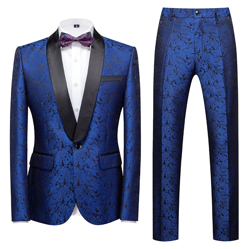

Men Tuxedo Suit Banquet Business Party Prom Wedding Suits Slim 2 Pieces Ball Nightculb Singer Host Dancer Stage Costume