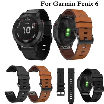 

New fashion sport Leather wrist Watch Strap Easy fit quick Link Bracelet Belt 22MM For Garmin Fenix 6 Smart Watch band wristband