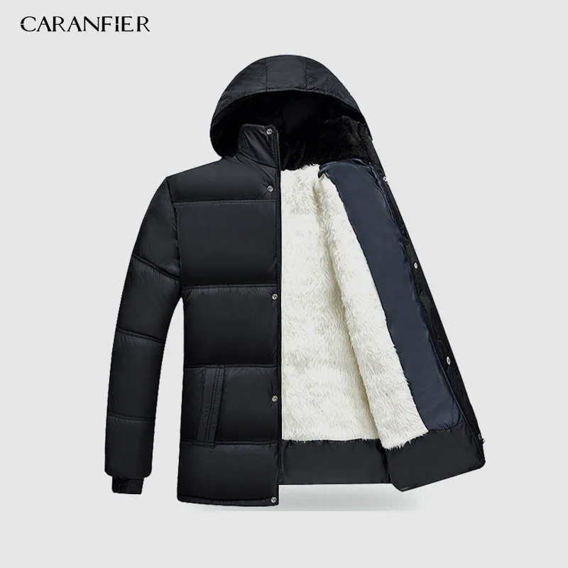 CARANFIER/Лидер продаж года; модное зимнее пальто с капюшоном для мужчин; толстая теплая зимняя мужская куртка; подарок для отца; парка; теплая-15 градусов