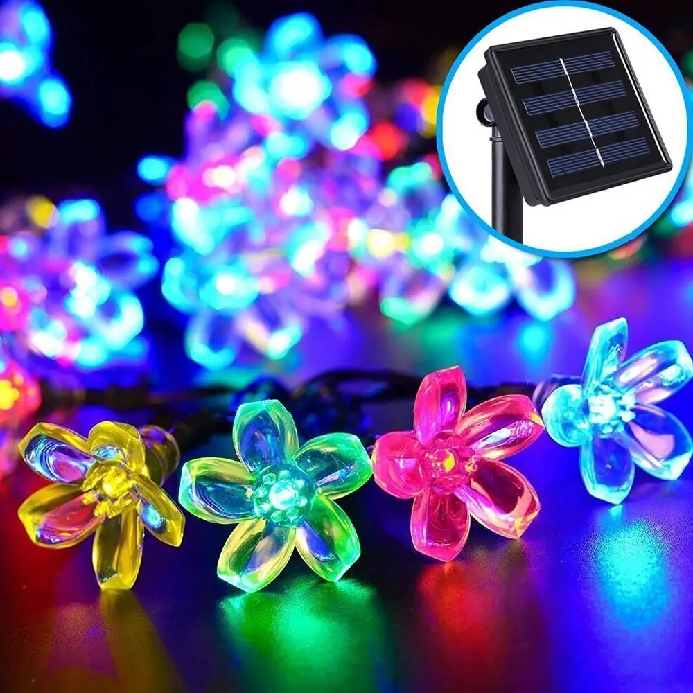 

Outdoor Waterproof LED Solar String Lights Cherry Flowers Modeling Flashing Light Peach Blossom Lighting Chain Christmas Courtya