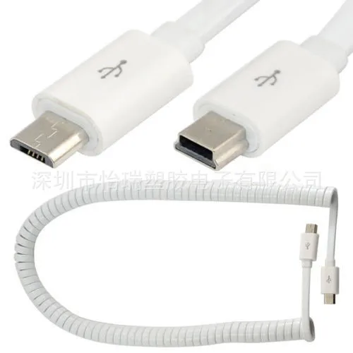 10FT/плоский, длиной 3 м/Спиральный USB 2,0 Mini usb-кабель для передачи данных(синхронизации) и зарядки& зарядный кабель Белый Цвет