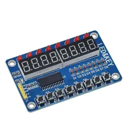 Tm1638 módulo de exibição led, 16 teclas, 7 segmentos, 8bit, botão de exibição digital tm1638, placa de driver led para arduino diy