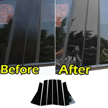 

6pcs Decorative Strip Nano PC plastic Black Window Post Trim For Honda CRV 2012-2016