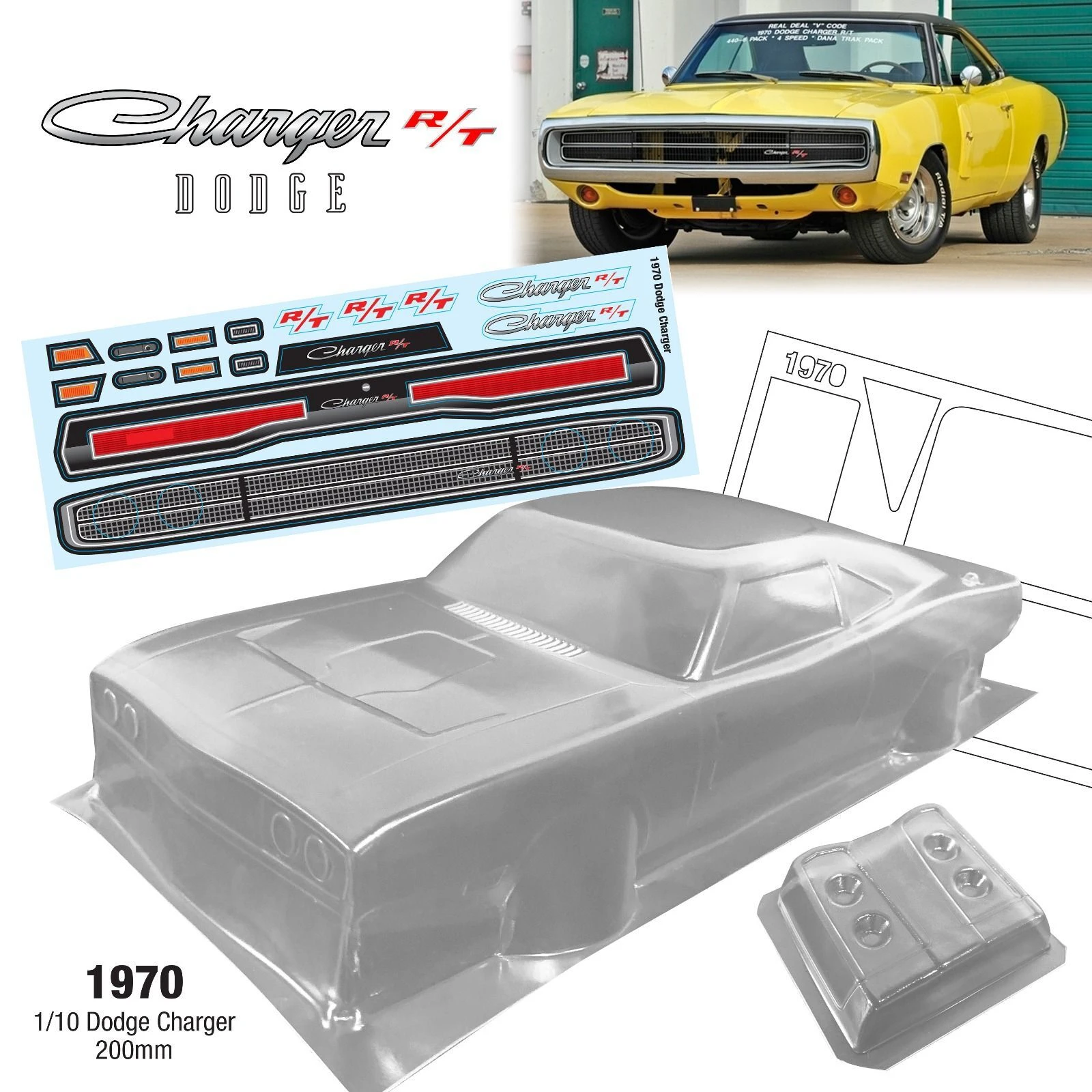 1/10 PC RC shell body 1970 Charger R/T 