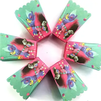 

18/30/42/54 pcs/lot Trolls Popcorn Box Cartoon Paperboard Candy Box Birthday Event Party Decorations Supplies Movie Supplies