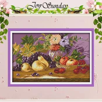 

Fruit feast Painting Counted Cross Stitch wholesale Cross Stitch Sets 11CT printed 14CT Cross Stitch Kits Embroidery Needlework