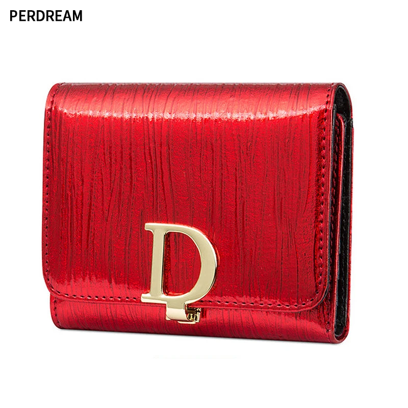 

Fashion new ladies wallet female short paragraph D buckle leather tri-fold small coin holder