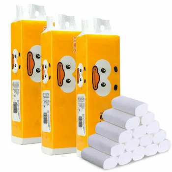 

14roll Restaurant Toilet Paper 4 Ply Thickened Bath Tissue Living Room Roll Wood Pulp Household Supplies Shop Office Bedroom