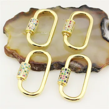 

30*17mm 5pcs/lot Good quality colorful oval cz clasp,cubic zircon pave charm,closure bracelet/necklace component wholesale