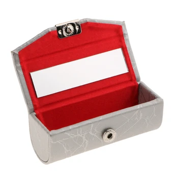 

Leather Lipstick Lip Gloss Case Jewelry Storage Box Makeup Holder With Mirror Inside with Closure