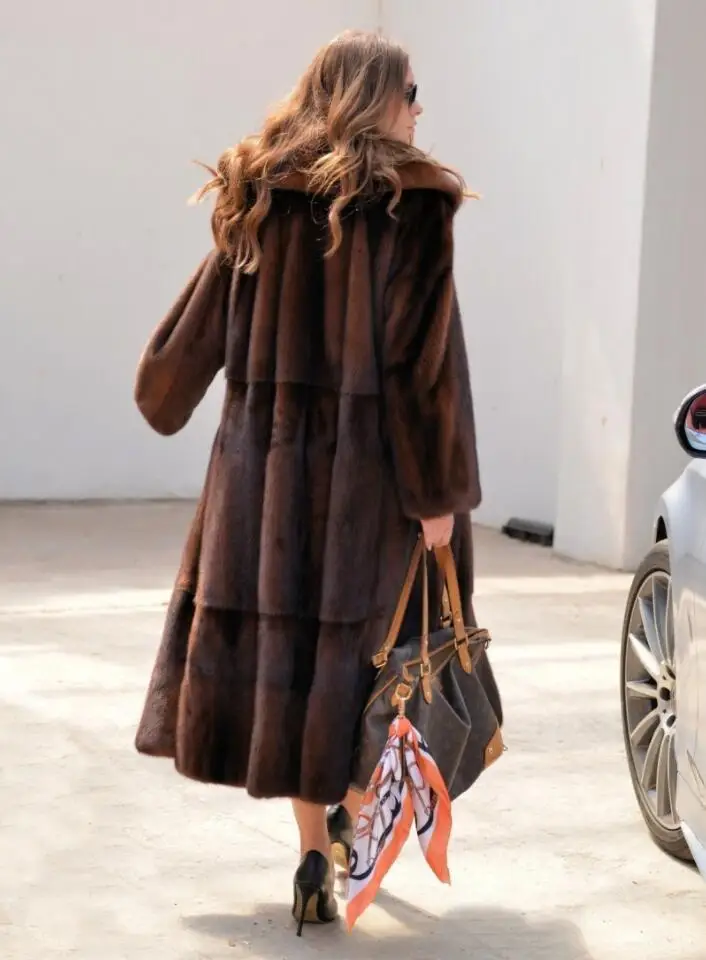 Tatyana furclub X-длинное пальто из натурального меха для женщин, натуральная норковая куртка с большим воротником с лацканами, натуральное Норковое Пальто, элегантные меховые пальто
