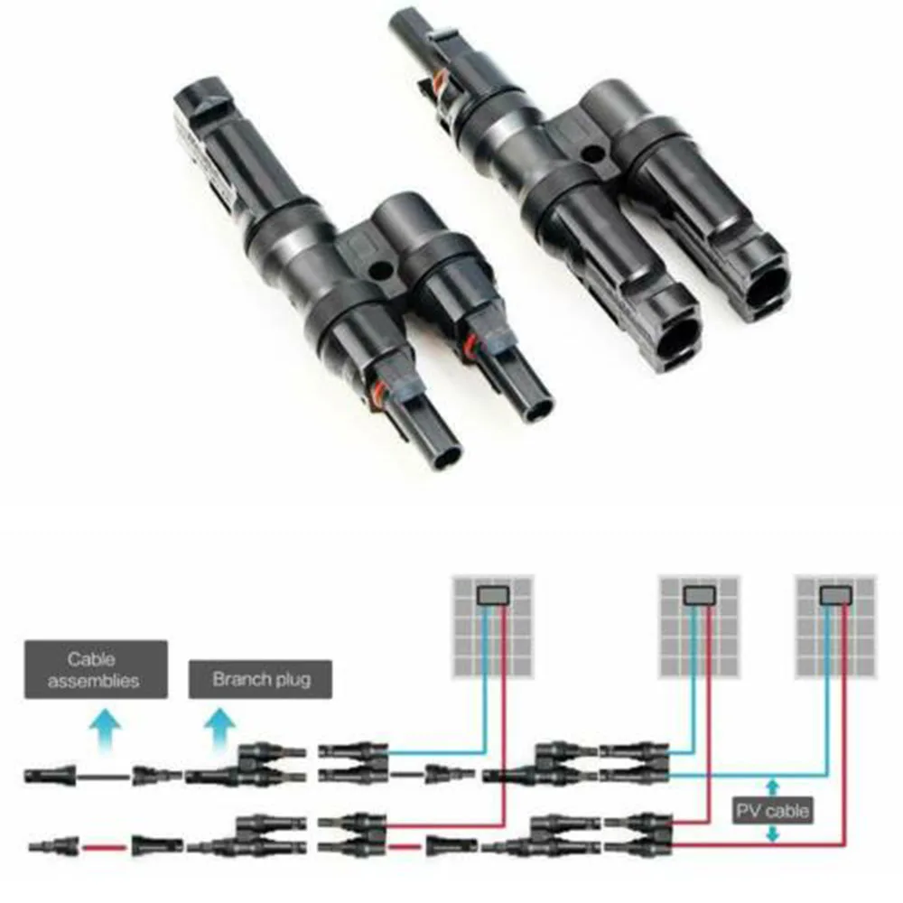 Трёхсторонние соединители для Т образных веток с солнечной панелью|Клипсы и