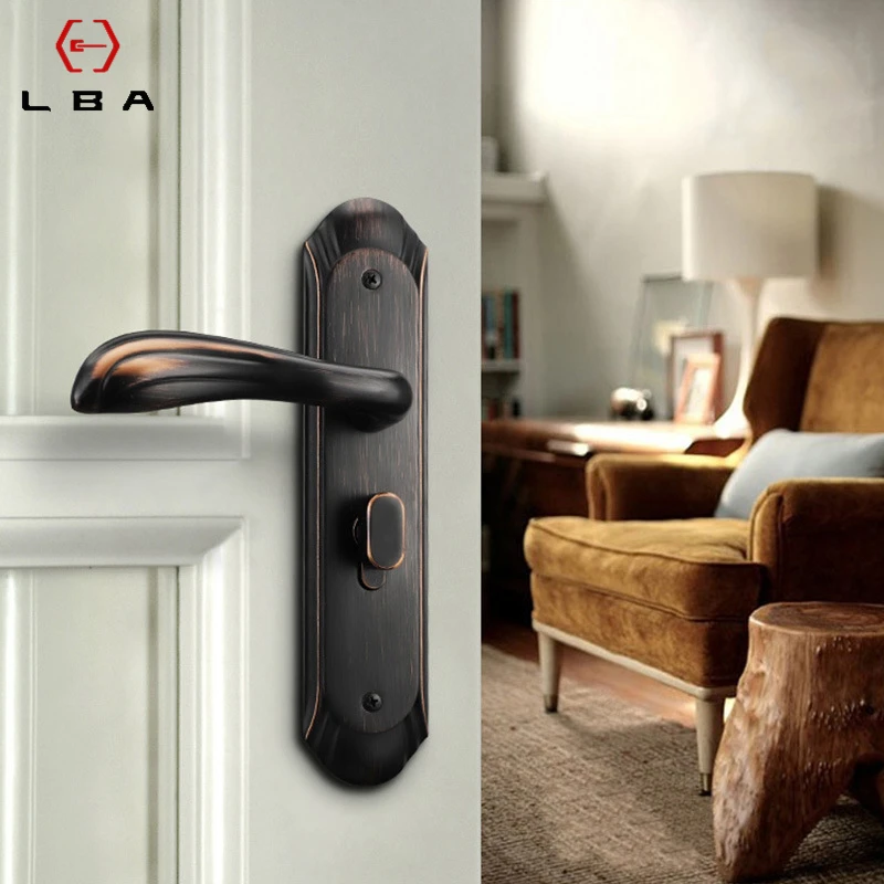  LBA Black Zinc Alloy Personal Protection Home Lock Silent Solid Security Lock Door Latch Living Roo - 4000248014687