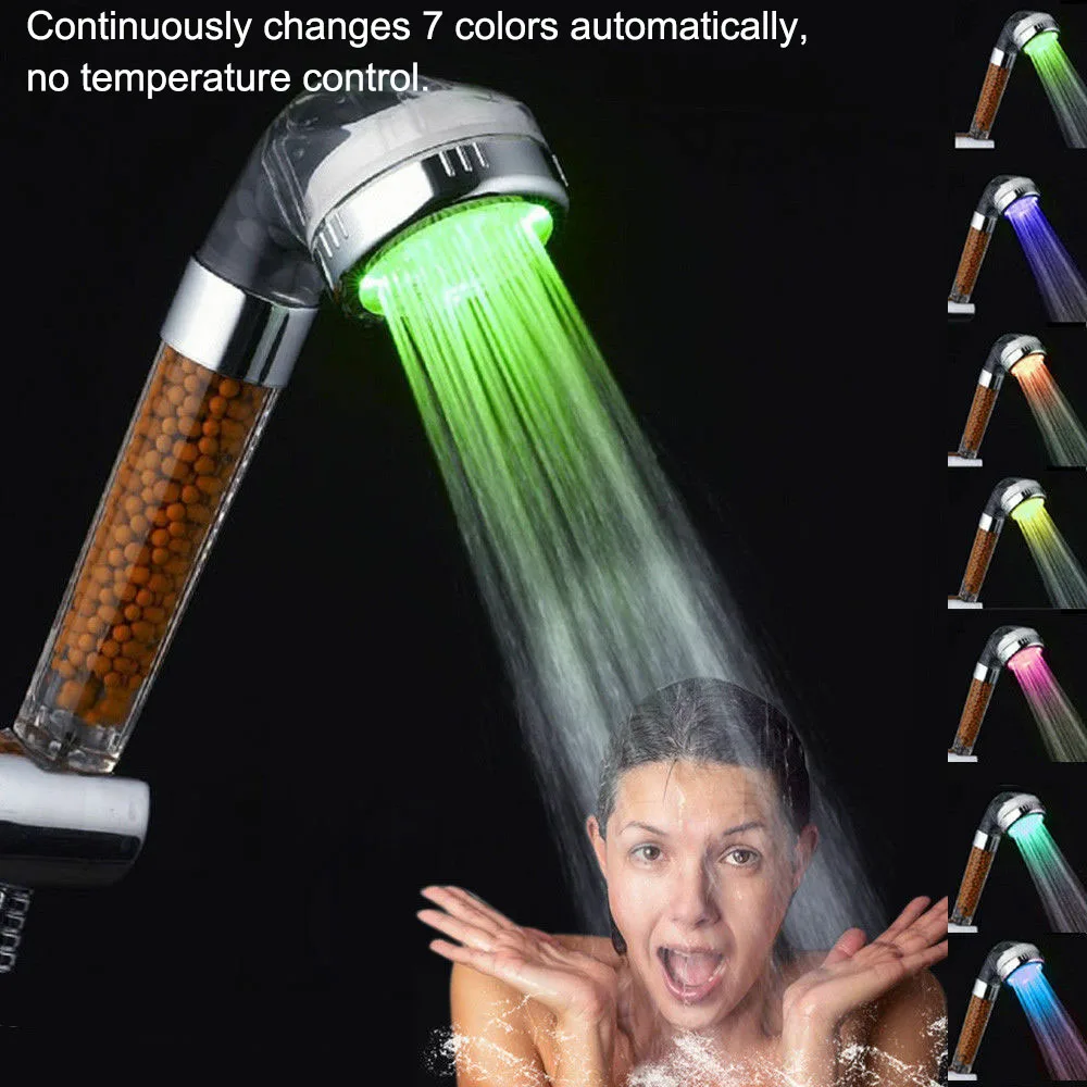 Details about   Temperature Control LED 3Color Changing Anion SPA Bathroom Shower Head Filter UK 