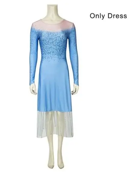 Elsa Dress Only Взрослый костюм Эльзы Косплэй нарядное платье ледяной Снежная королева платье принцессы «Анна и Эльза»; 2 Для женщин девушки Хэллоуин Carvinal платье для дня рождения - Цвет: Elsa Dress Only