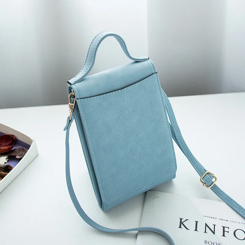 912 light blue Новая модная сумка для телефона из искусственной кожи, женская сумка через плечо, кошелек для монет, вместительная Минималистичная Портативная сумка-мессенджер - Цвет: 912 light blue
