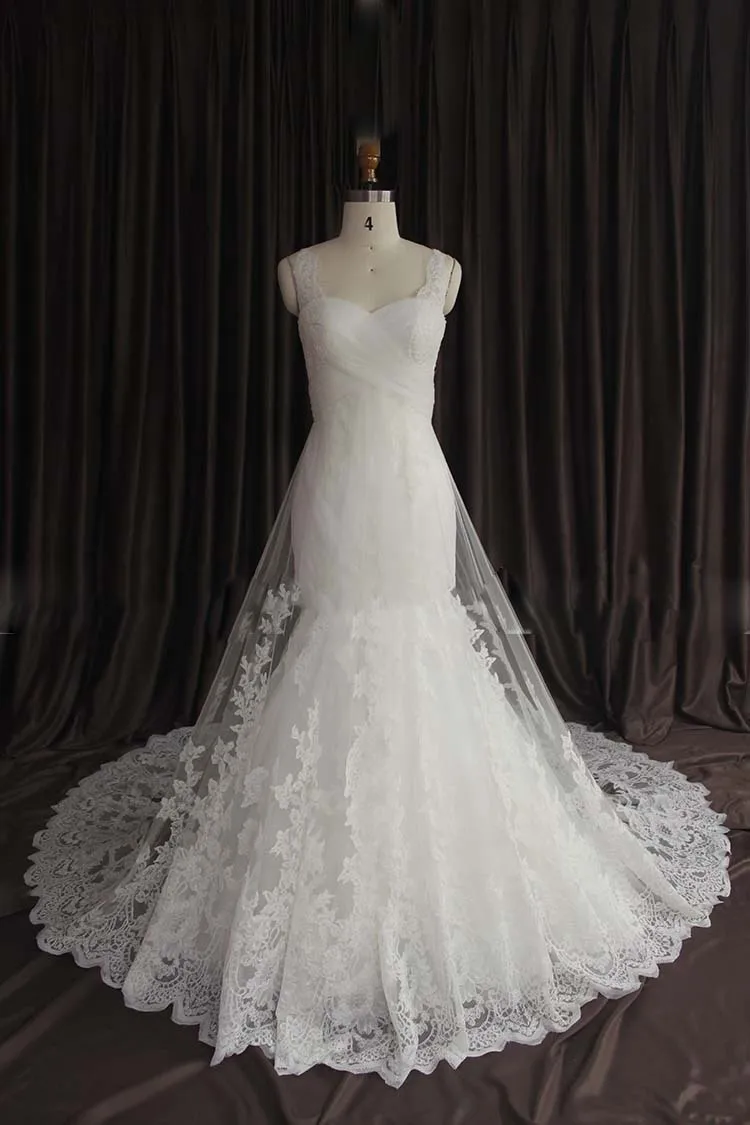 Graceful Sweetheart Spaghetti Strap Sleeveless Long Lace Sexy Mermaid Vestido De Noiva bridal gown Mother of the Bride Dresses