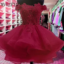 Темно-красное платье для возвращения домой s Короткие вечерние платья кружева с открытыми плечами Аппликация vestido de festa Curto платье для возвращения домой