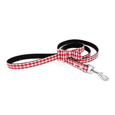 Pink Harnesses Собачий нейлоновый ошейник поводок Регулируемый клетчатый галстук-бабочка для маленьких и больших домашних собак индивидуальный воротник наряд поводок XS s m l - Color: Pink Harnesses