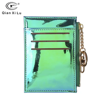 

QIANXILU Female Coin Purses Laser Women Candy-Color Wallet Zipper Keychain Bag Women's Card Package Jelly Transparent Card-Pack