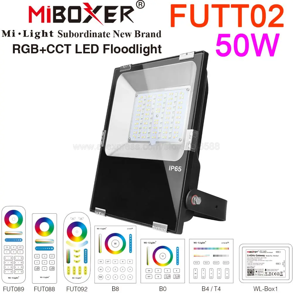 MiBoxer 50 Вт RGB + CCT прожектор Водонепроницаемый AC 110 В 220 FUTT02 2 4G RF беспроводной пульт