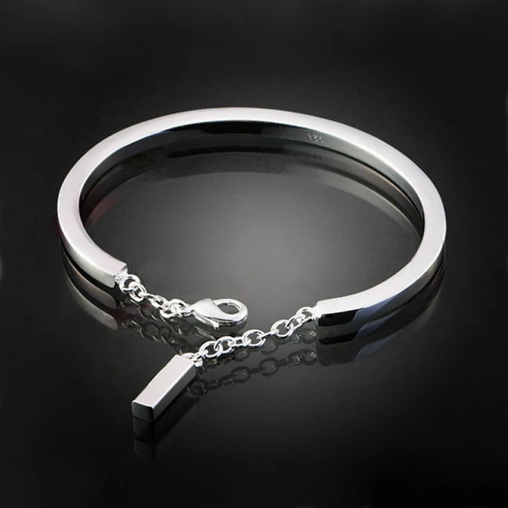 Новая Мода контракт серебро браслет. Solid 925 г. серебряные женские браслет. Smooth браслет цилиндрической формы. Очаровательная леди ювелирные