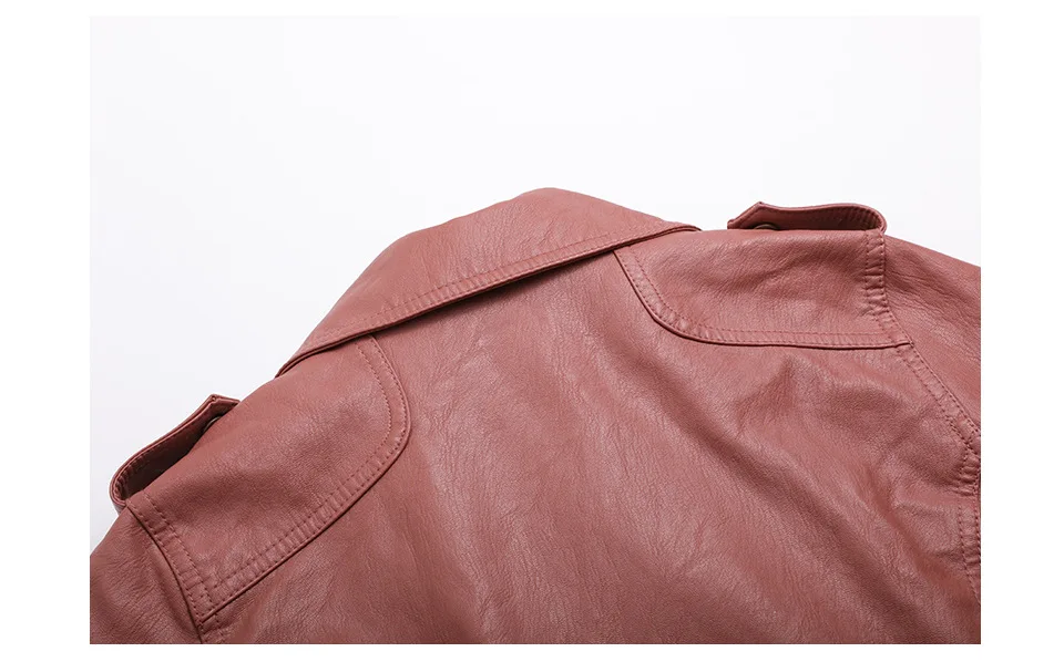 Autumn Pink Biker Women's Leather Jacket Large Sizes Classic Fashionable Oversized PU Faux Women's Leather Jacket High Quality