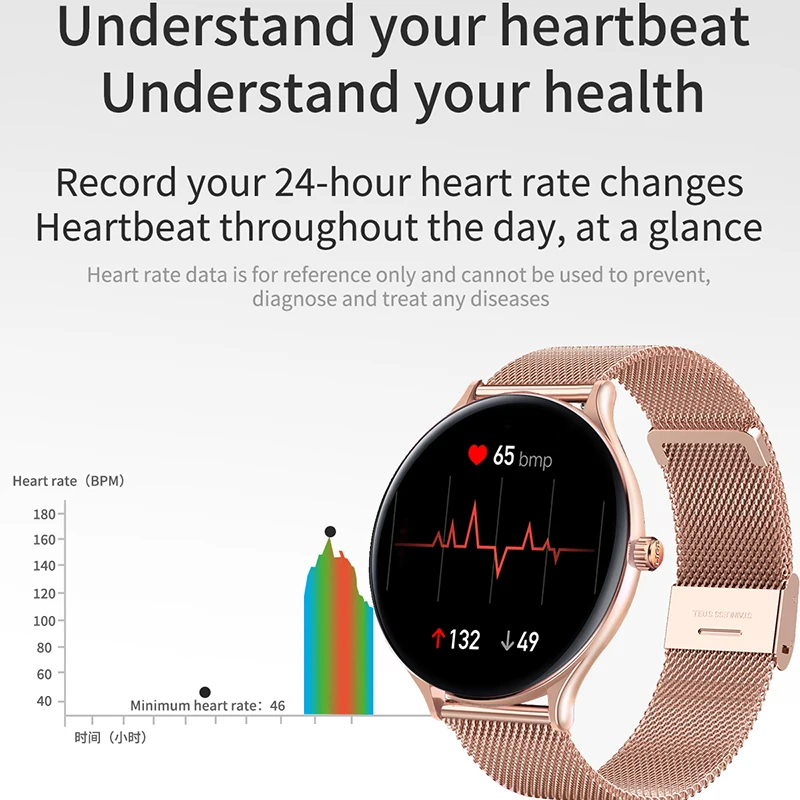 LIGE 2021 New Women Smart Watch Woman Fashion Watch Heart Rate Sleep Monitoring For Android IOS Waterproof Ladies Smartwatch+Box