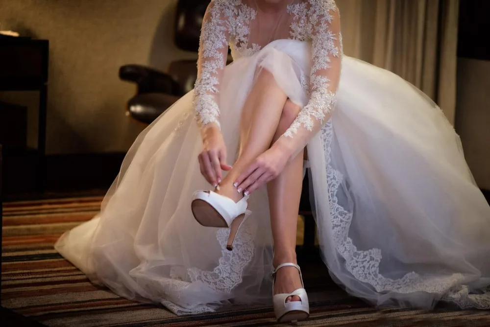 Подгонка Кружева Тюль романтического размера плюс длинный рукав Vestido de Noiva с аппликацией официальное свадебное платье мать невесты платье