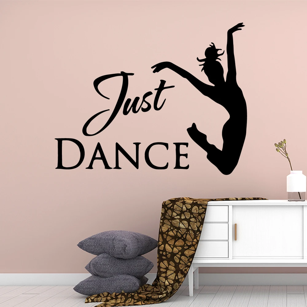 Забавная виниловая наклейка на стену с надписью &quotjust dance Girl&quot для девочек