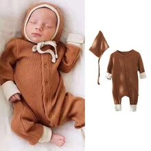 Combinaisons en coton pour bébés et enfants, barboteuse Simple à manches longues, vêtements d'automne 