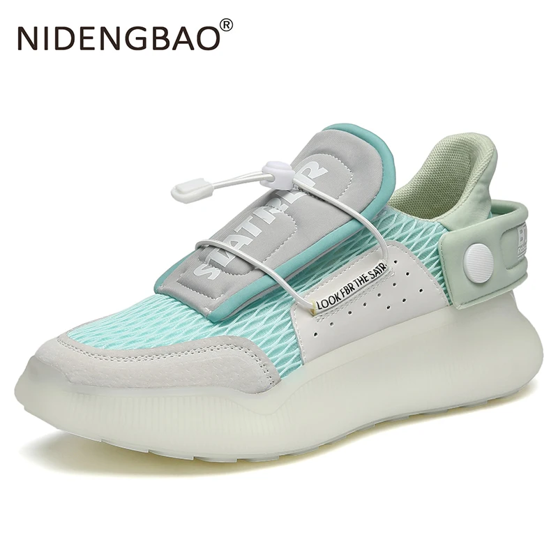 

High Quality Summer Autumn Mesh Sneakers Lightweight Breathable running shoes for Male Trainers Elastic Band Sneakers Sport Shoe