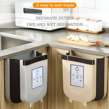 

Kitchen Foldable Trash Can Hanging Household Large Cabinet Door Special Wall Hanging Garbage Basket Hanging Storage Bucket