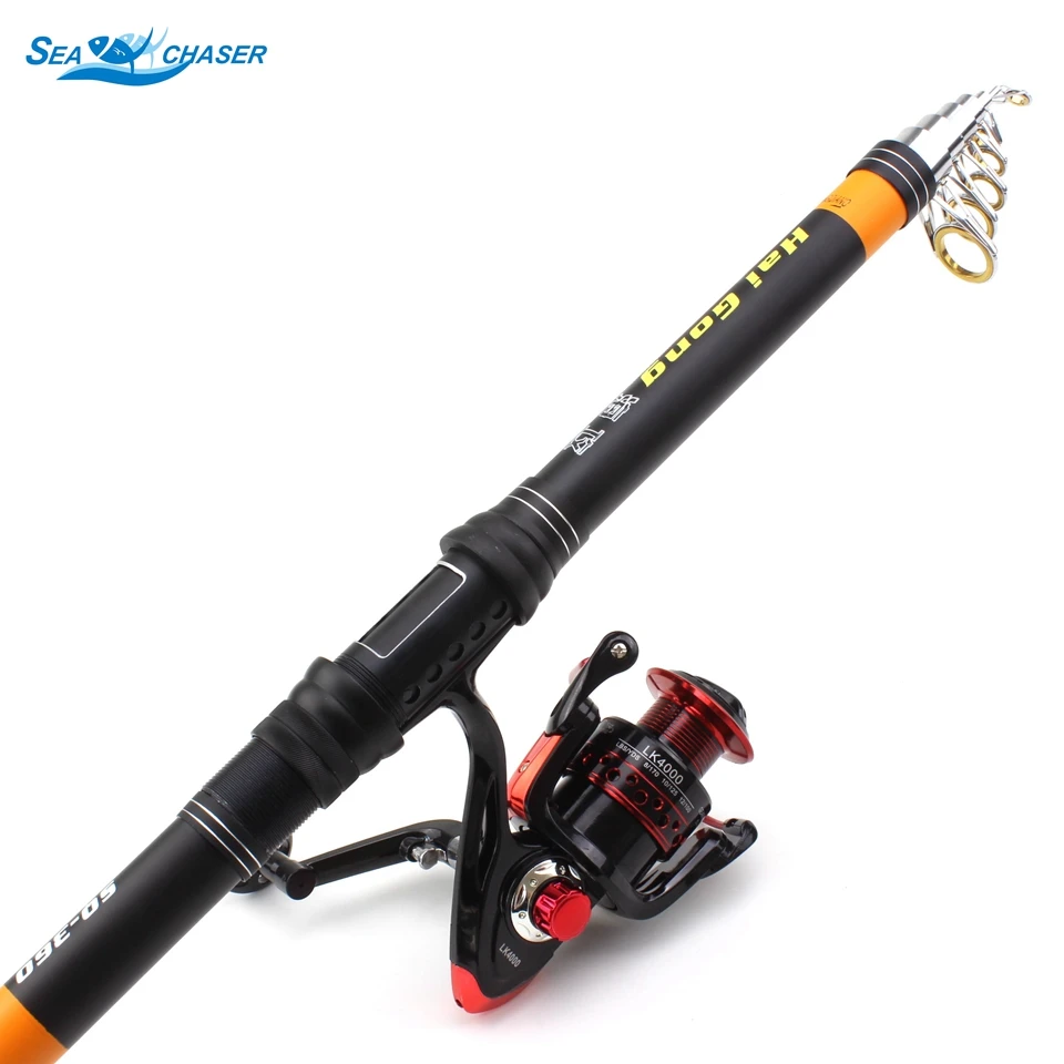 

Promotion! Carbon Telescopic Spinning Fishing Rod 2.1M-3.6M carp pole and Spinning Reels set sea rod Travel Fishing Tackle