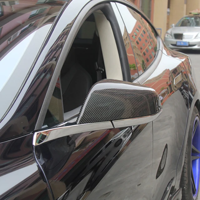 FCXvenle נדל סיבי פחמן רכב צד מירור עטיפות עבור טסלה דגם 3 דגם S דגם X אביזרי מראה אחורית להגן על מסגרת-2